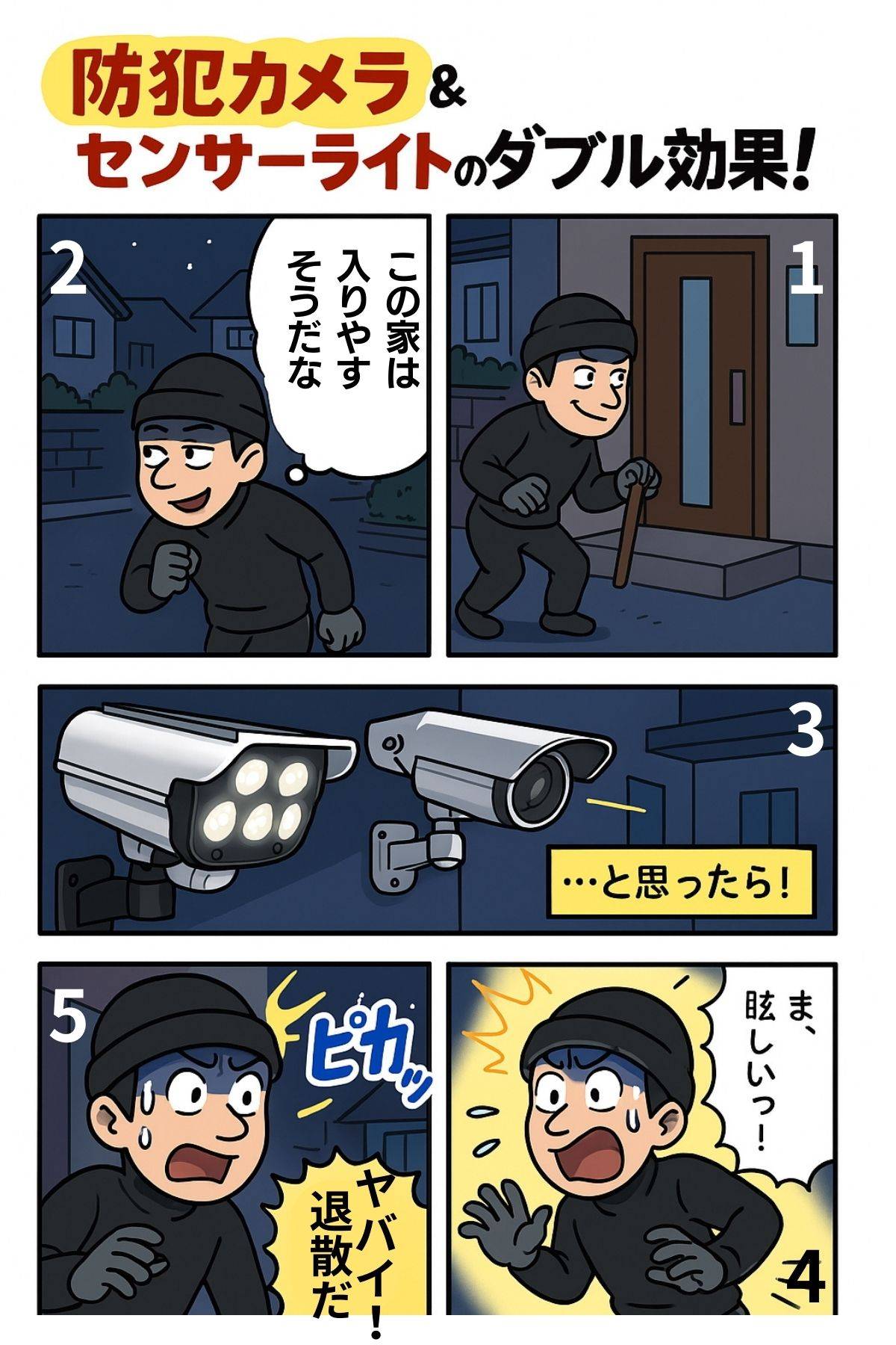 ダミー防犯カメラ【すぐ使えるフルセット】 – 【防災防犯.com